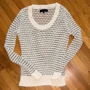 rag & bone Cream and Gray Textured Scoop-Neck Sweater
